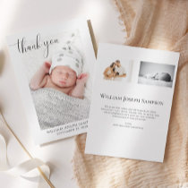 Elegant Script Baby Thank You Birth Announcement