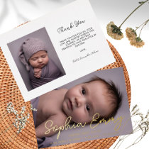 Elegant Script Baby Thank You Card & Announcement