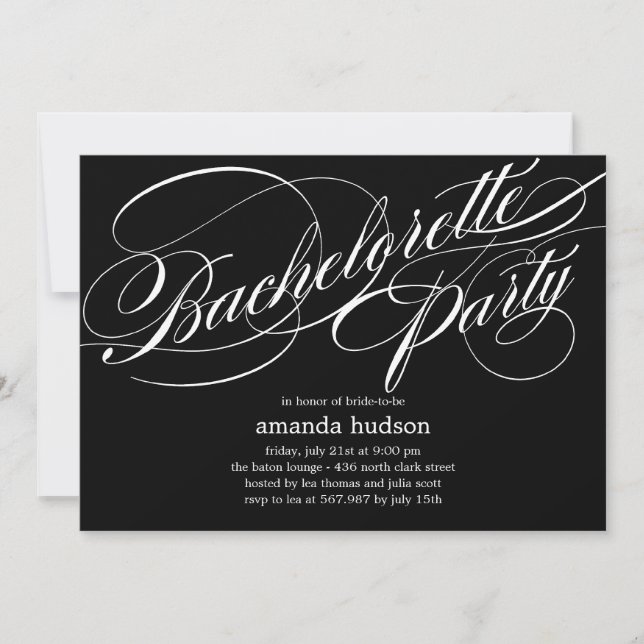 Elegant Script Bachelorette Party Invitation (Front)