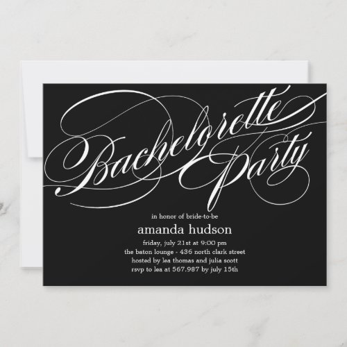 Elegant Script Bachelorette Party Invitation