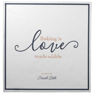 Elegant Script Baking is Love Dough Cover & Cloth Napkin