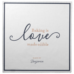 Elegant Script Baking is Love Dough Cover & Cloth Napkin