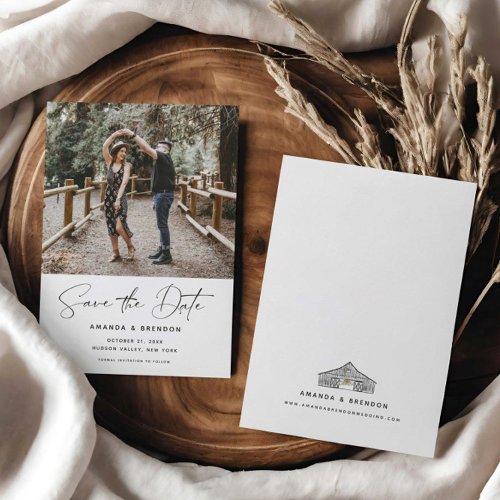 Elegant Script Barn Wedding Save the Date