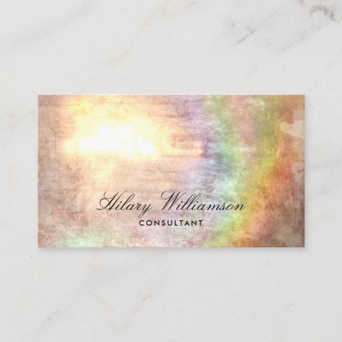 Elegant Script Beige Holograph Grunge Texture Business Card