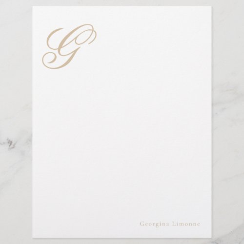 Elegant Script Beige Monogram Letterhead