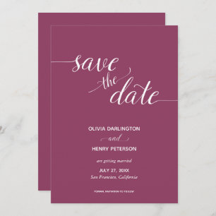 Elegant Script Berry Wedding Save the Date Cards