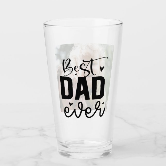 Elegant Script Best Dad Ever Personalized Photo Glass (Front)