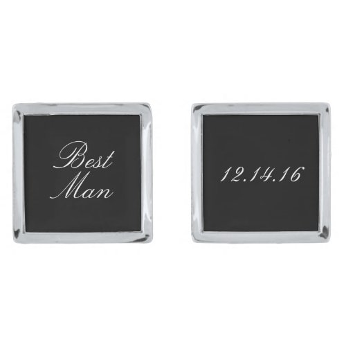 Elegant Script Best Man Bridal Party Cufflinks