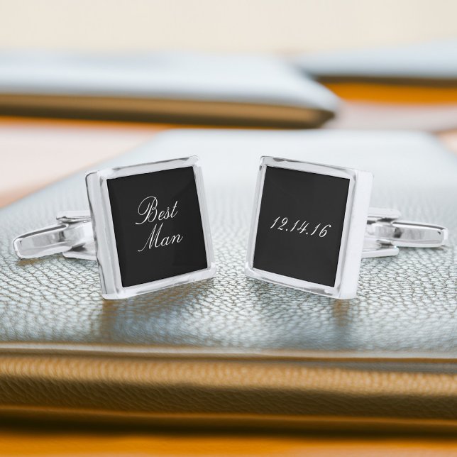 Elegant Script "Best Man" Bridal Party Cufflinks (Creator Uploaded)