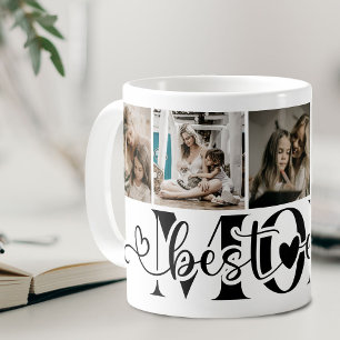 Elegant Script Best Mom Ever 5 Photo Collage Coffee Mug