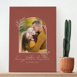 Elegant Script | Better together Family Photo Arch Canvas Print<br><div class="desc">Modern script reading ALWAYS BETTER TOGETHER under your family photo in an elegant framed arch surrounded by spruce branches. Warm burnt orange earth tones as backdrop.</div>