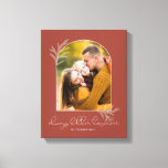 Elegant Script | Better together Family Photo Arch Canvas Print<br><div class="desc">Modern script reading ALWAYS BETTER TOGETHER under your family photo in an elegant framed arch surrounded by spruce branches. Warm burnt orange earth tones as backdrop.</div>