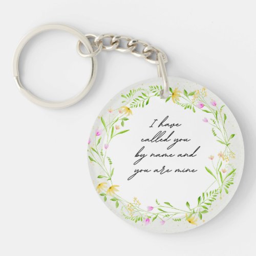 Elegant Script Bible Verse Botanical Wildflower Keychain
