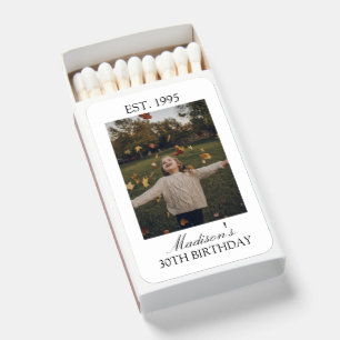Elegant Script Birthday Custom Photo Matchboxes
