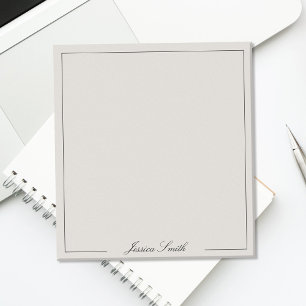 Elegant Script Black and Ivory Monogram Border Notepad