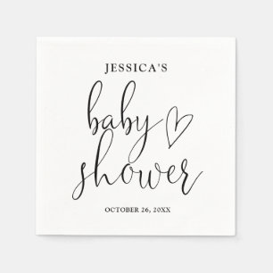 Elegant Script Black And White Baby Shower Napkins