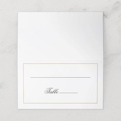 Elegant Script Black and White Gold Border Place Card Zazzle