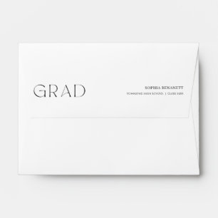 Elegant Script Black and White Grad Graduation Envelope
