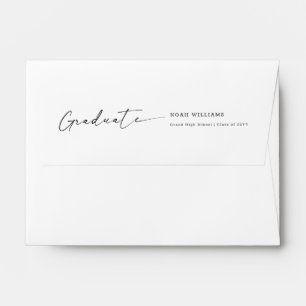 Elegant Script Black and White Graduation Envelope
