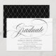 Elegant Script Black and White Graduation Party Invitation | Zazzle