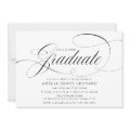 Elegant Script Black and White Graduation Party Invitation | Zazzle