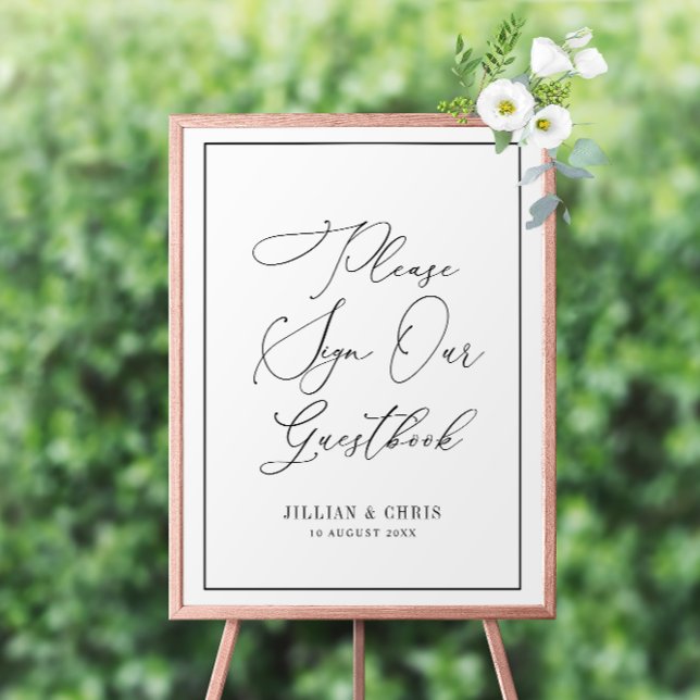 elegant script black and white guestbook sign (Creator Uploaded)
