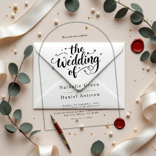 Elegant Script Black and White Modern Wedding Acrylic Invitations