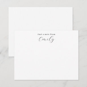 Elegant Script Black and White Personalized Flat Note Card