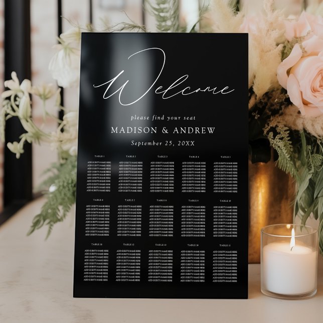Elegant Script Black and White Seating Chart (Creator Uploaded)