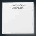 Elegant Script Black and White Simple Envelope<br><div class="desc">Modern envelope with a simple black and white design.  The back flap has your name in an elegant script typography along with your return address.  This minimalist envelope is great for mailing invitations for a bridal shower,  baby shower or graduation announcements.</div>