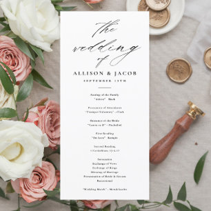 Elegant Script Black and White Wedding Programs