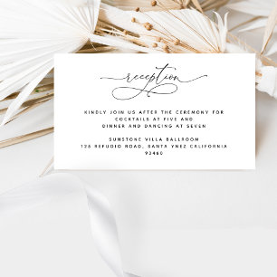Elegant Script Black and White Wedding Reception Enclosure Card