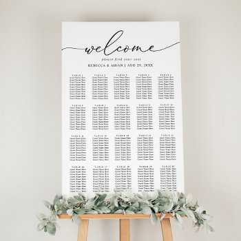 Elegant Script Black And White Wedding Seating Poster by PeachBloome at Zazzle