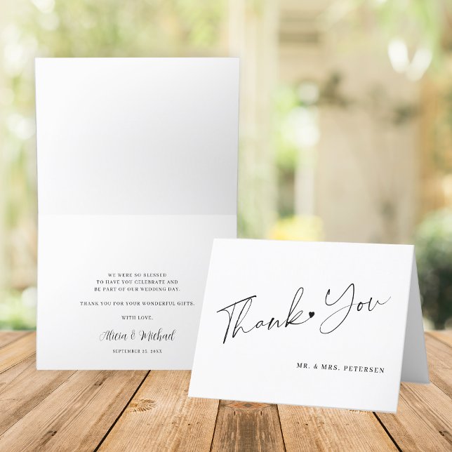 Elegant script black and white wedding thank you (Creator Uploaded)