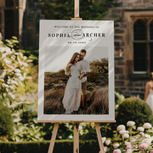 Elegant Script Black and White Wedding Welcome Foam Board