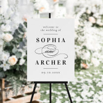 Elegant Script Black and White Wedding Welcome Foam Board