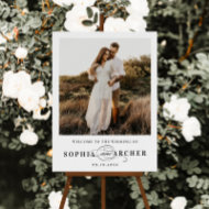 Elegant Script Black and White Wedding Welcome Foam Board