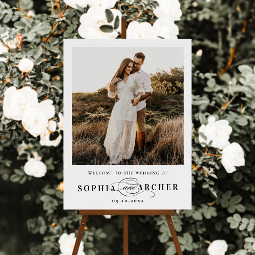 Elegant Script Black and White Wedding Welcome Foam Board Elegant Script Black and White Wedding Welcome Foam Board