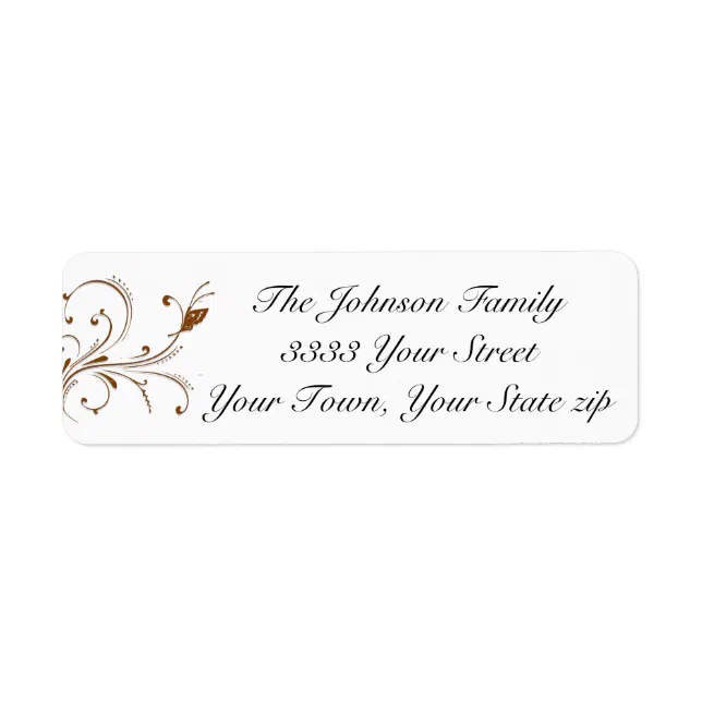 Elegant Script Black Brown Return Address Label Zazzle