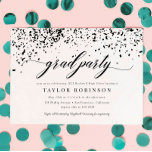 Elegant Script Black Confetti Graduation Party Invitation<br><div class="desc">Elegant Script Black Confetti Graduation Party</div>