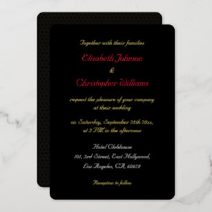 Elegant Script Black Custom Wedding Rose Gold Foil Invitation