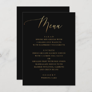 Elegant Script   Black & Gold Classic Wedding Menu
