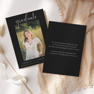 Elegant Script Black Graduation Announcement
