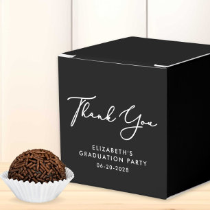 Elegant Script Black Graduation Party Thank You Favor Boxes