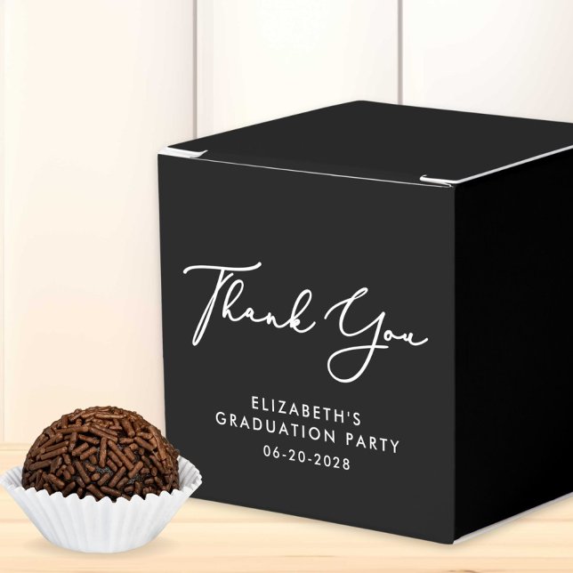 Elegant Script Black Graduation Party Thank You Favor Boxes (Creator Uploaded)