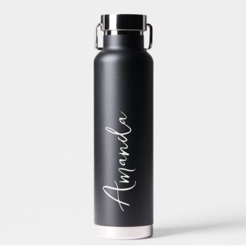 Elegant Script Black Personalized Wedding  Water Bottle