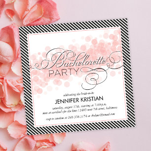 Elegant Script Black Pink Bachelorette Party Invitation