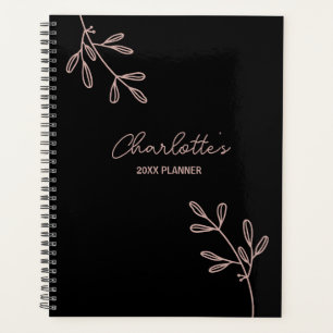 Elegant Script Black Pink Floral Appointment Book Planner
