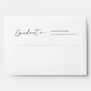 Elegant Script Black Return Address Graduation Envelope