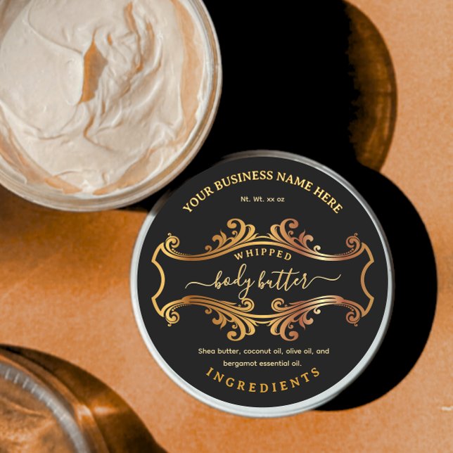 Elegant Script Black Vintage Body Butter Labels (Creator Uploaded)